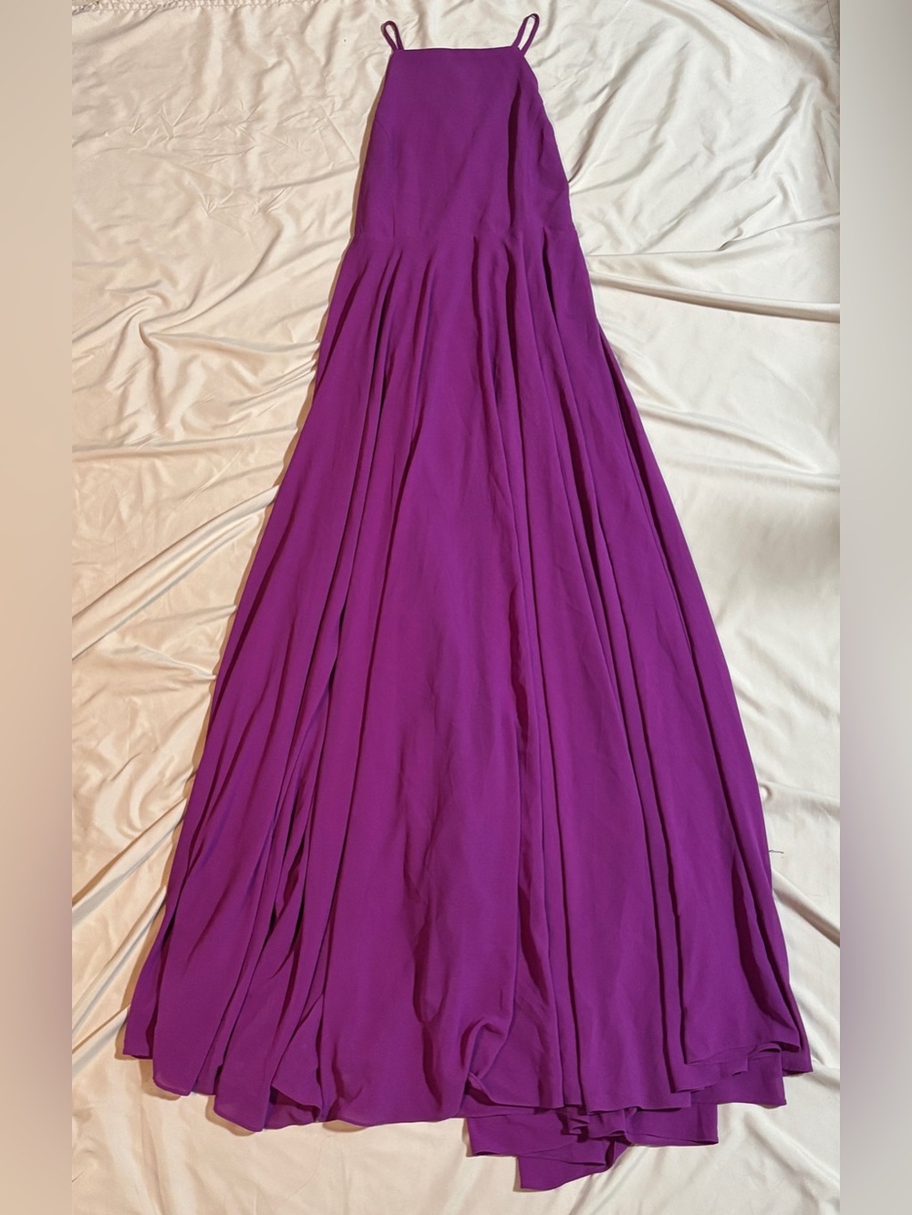 Lulus Mythical Kind of Love Purple Magenta Chiffon Cross Back Maxi Dress Size M